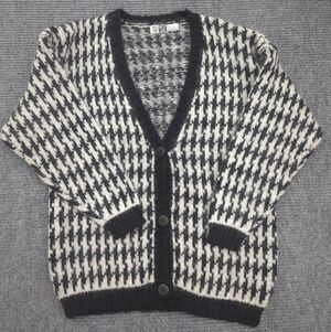 Y2K Mohair Blend Patterned Cardigan Women’s M, Grunge, 90s Vibe, Model Of Duty